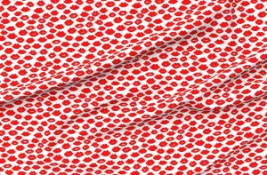 Spoonflower Fabric - Lips Kisses Red White Valentines Love Lipstick Beauty Fashion Makeup Printed on Satin Fabric by The Yard - Sewing Lining Apparel Fashion Blankets Decor