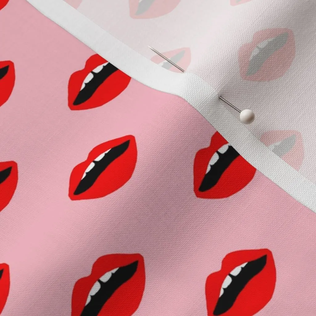 Spoonflower Fabric - Lips Red Lipstick Girls Beauty Makeup Cute Valentines Day Girl Printed on Petal Signature Cotton Fabric by The Yard - Sewing Quilting Apparel Crafts Decor