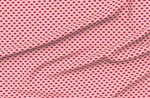 Spoonflower Fabric - Lips Red Lipstick Girls Beauty Makeup Cute Valentines Day Girl Printed on Petal Signature Cotton Fabric by The Yard - Sewing Quilting Apparel Crafts Decor