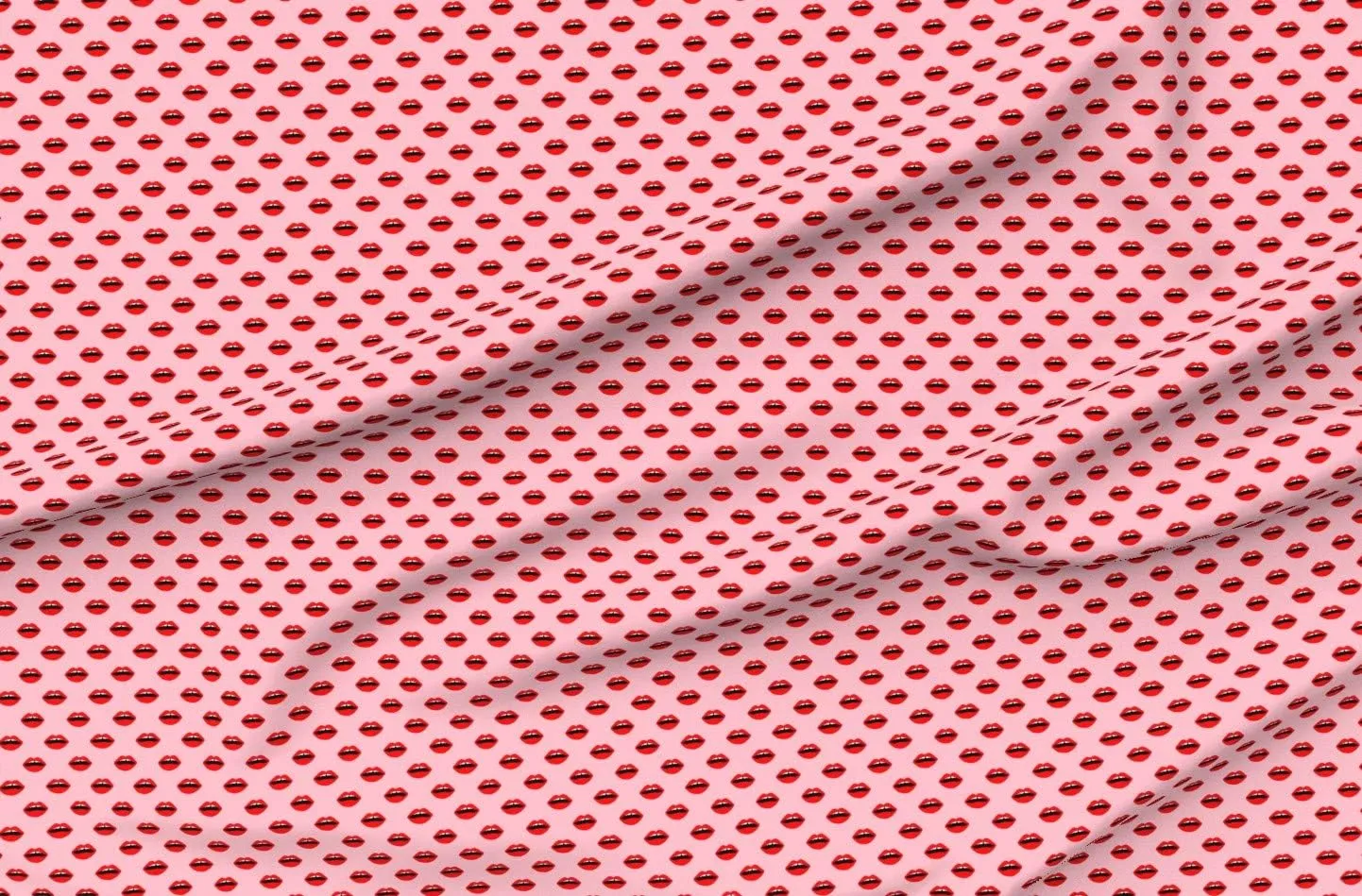 Spoonflower Fabric - Lips Red Lipstick Girls Beauty Makeup Cute Valentines Day Girl Printed on Petal Signature Cotton Fabric by The Yard - Sewing Quilting Apparel Crafts Decor
