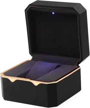Star Anise Gold-edged Watch Box Painted Jewelry Ring Box Jewelry Box(Black)