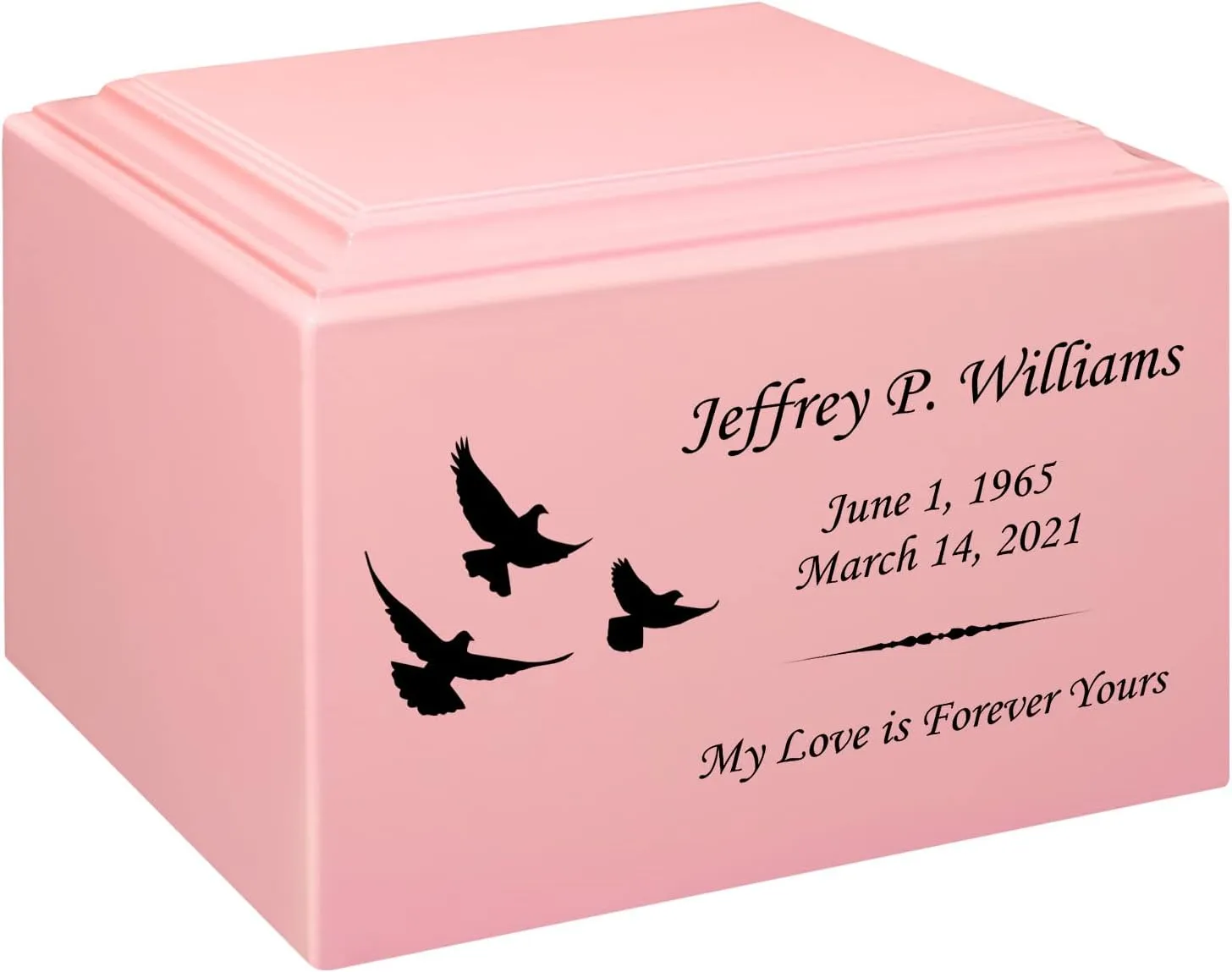 Stonewood Medium Custom Engraved Dove Cremation Urn for Human Ashes - Composite Wood Cremation Urn for Adult Ashes - 110 Cubic Inch Capacity - Personalization Included