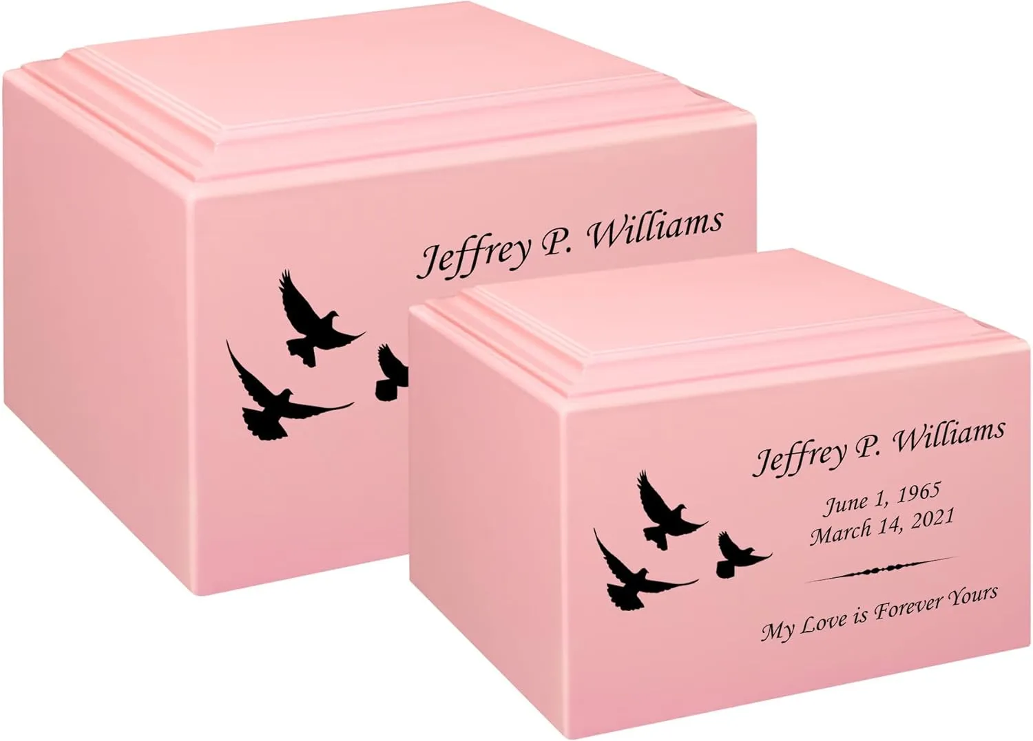 Stonewood Medium Custom Engraved Dove Cremation Urn for Human Ashes - Composite Wood Cremation Urn for Adult Ashes - 110 Cubic Inch Capacity - Personalization Included