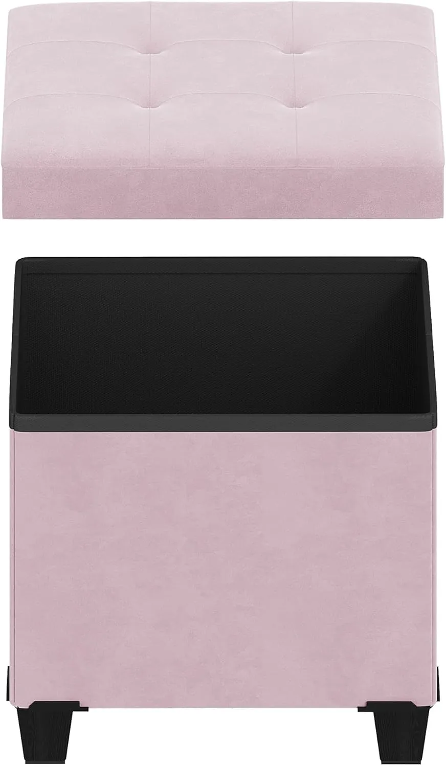 Storage Ottoman, Foldable Ottoman Foot Rest, Foot Stool, Bench with Storage, 660 lb Load Capacity, for Living Room, Bedroom, Dorm, Pink FSS10P01V2
