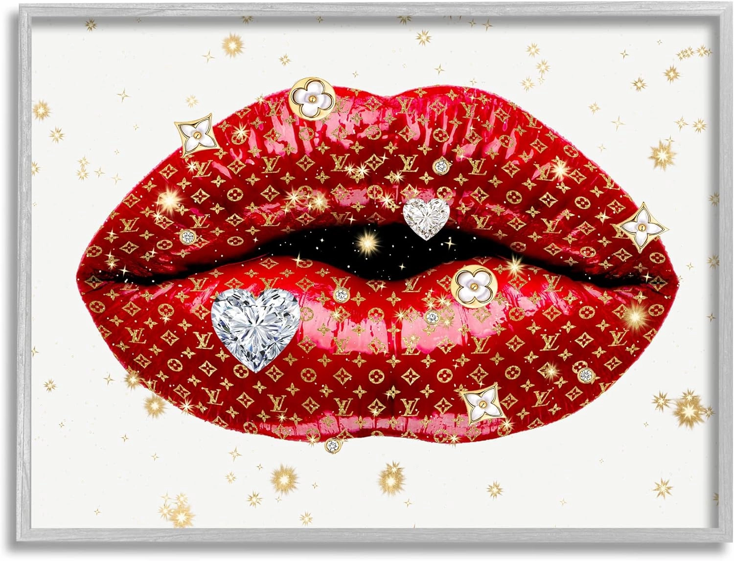 Stupell Industries Classy Red Glam Lips Lipstick Jewel Pattern, Design by Madeline Blake, 30 x 24