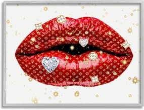 Stupell Industries Classy Red Glam Lips Lipstick Jewel Pattern, Design by Madeline Blake, 30 x 24