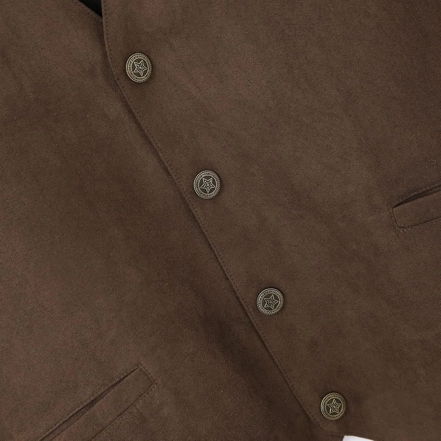Suit Vest Leather V Neck Pocket Retro Color Vest Blouse With Button Brown Vest Linen Vest Men For Hunting Vest For