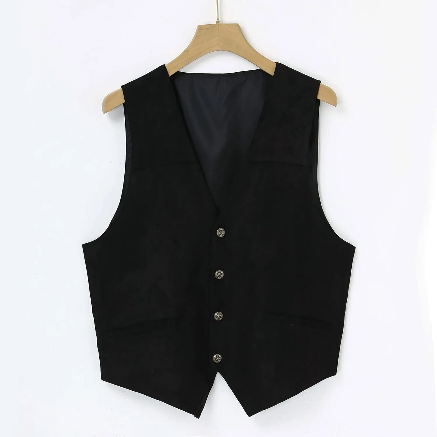 Suit Vest Leather V Neck Pocket Retro Color Vest Blouse With Button Brown Vest Linen Vest Men For Hunting Vest For