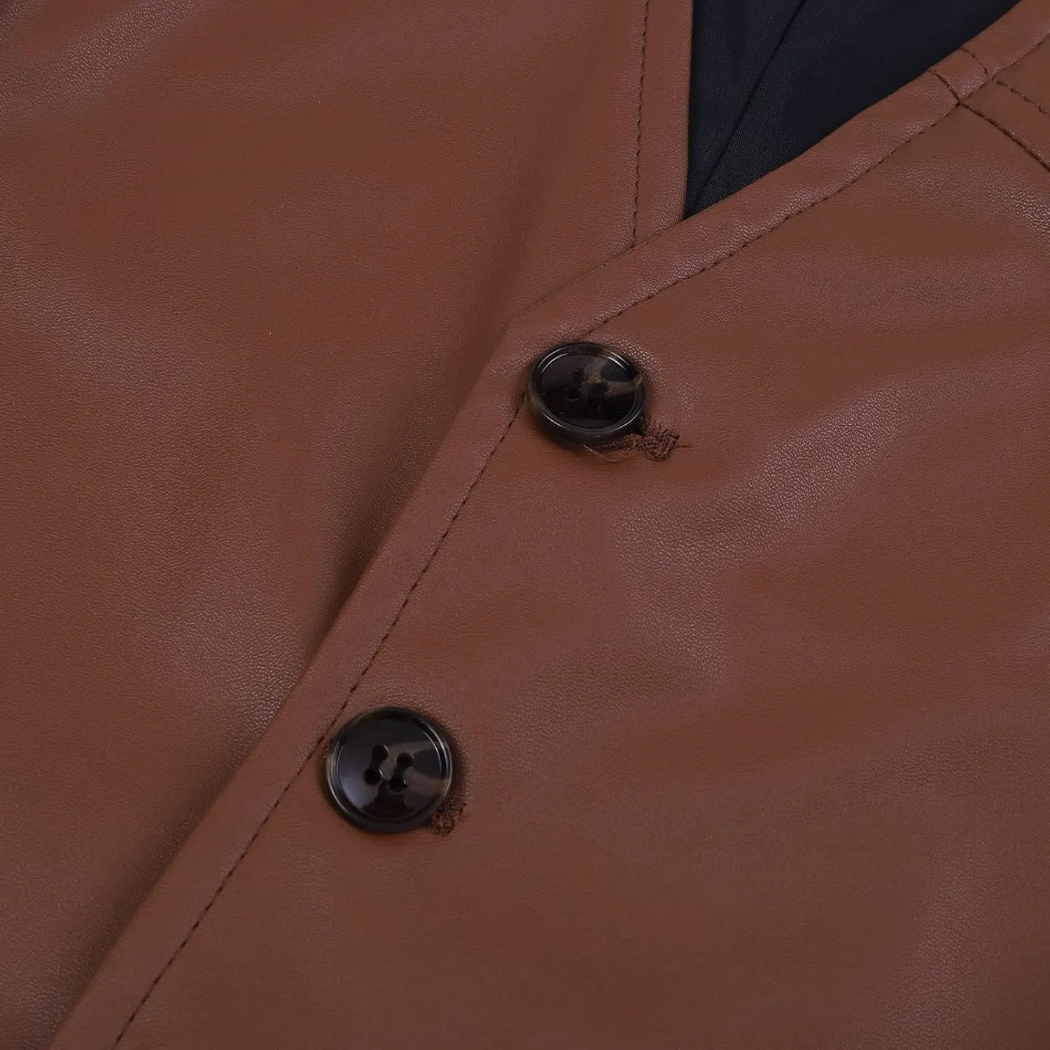 Suit Vest Leather V Neck Pocket Retro Color Vest Blouse With Button Brown Vest Linen Vest Men For Hunting Vest For
