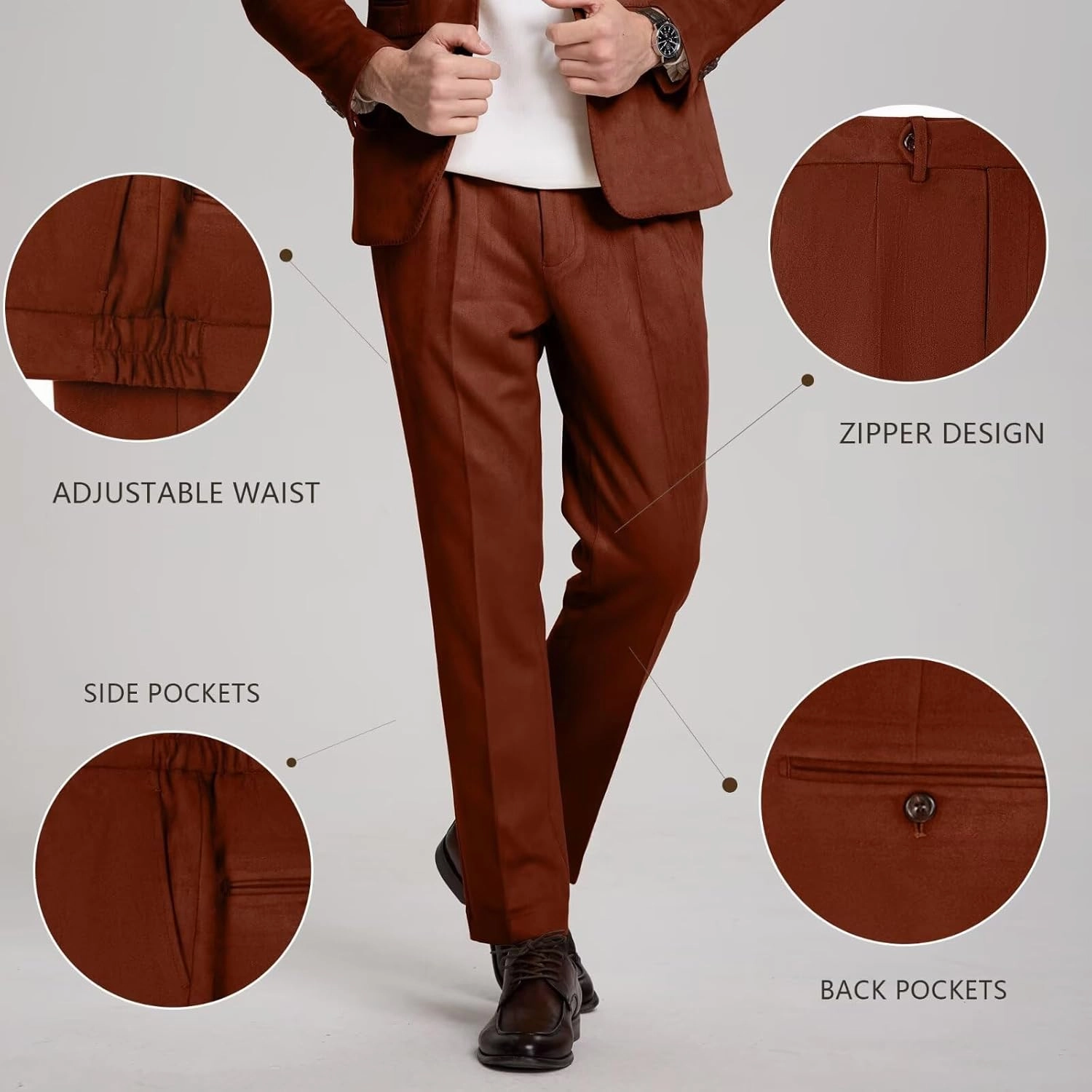Suit for Men Suede 2 Piece Slim Fit Groomsmen Wedding Formal Tuxedo Suits Casual Velvet Blazer Jacket Dress Pants Sport Coat