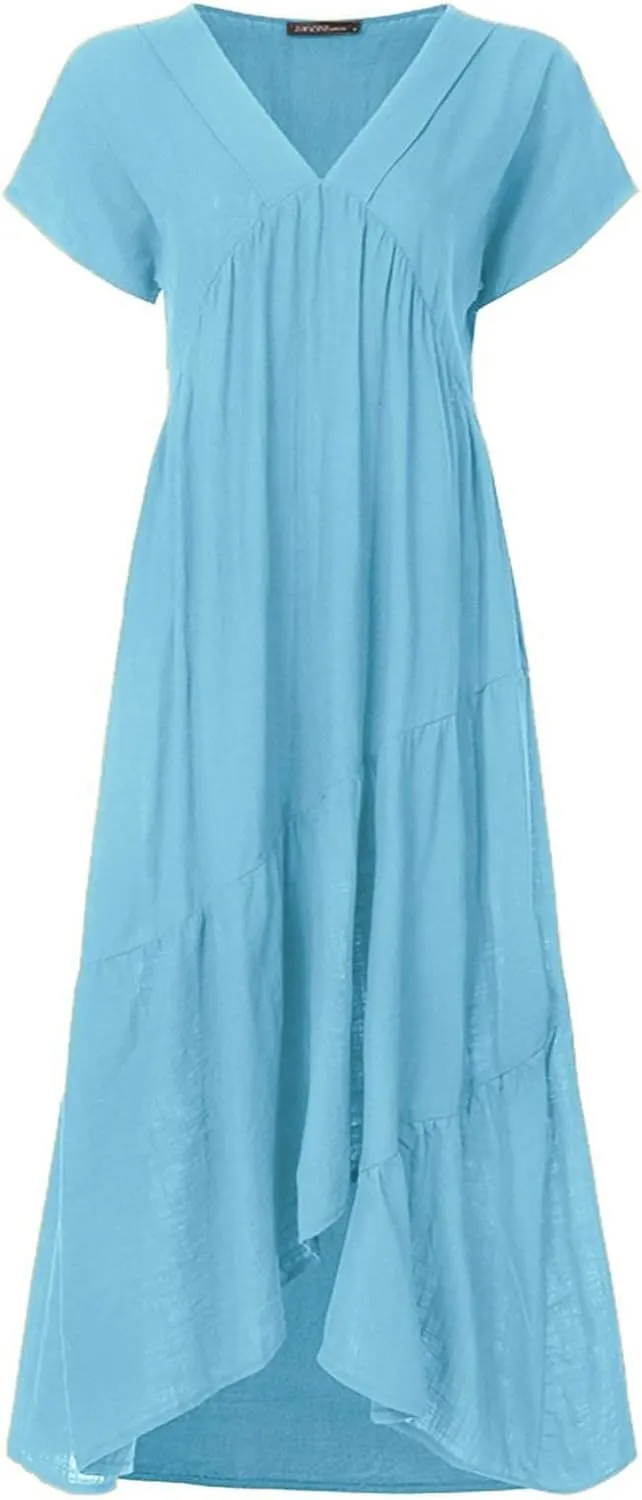 Summer Dresses for Women 2023,Plus Size Casual Cute Babydoll Dress,Tiered Ruffle Flowy Boho Beach Sundress