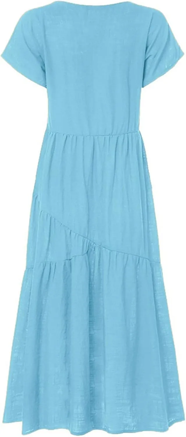 Summer Dresses for Women 2023,Plus Size Casual Cute Babydoll Dress,Tiered Ruffle Flowy Boho Beach Sundress