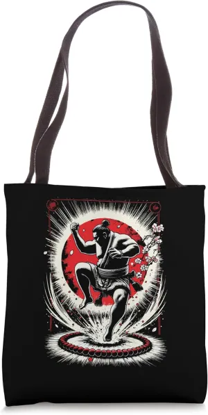 Sumo Wrestler Warrior, Red Circle Ritual, Neo-Japanese Anime Tote Bag
