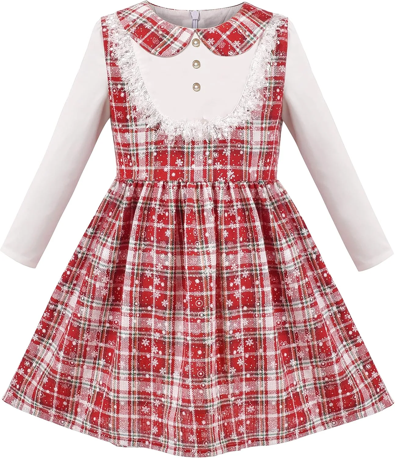 Sunny Fashion Girls Dress Christmas Hat Red Velvet Long Sleeve Holiday Size 4-14