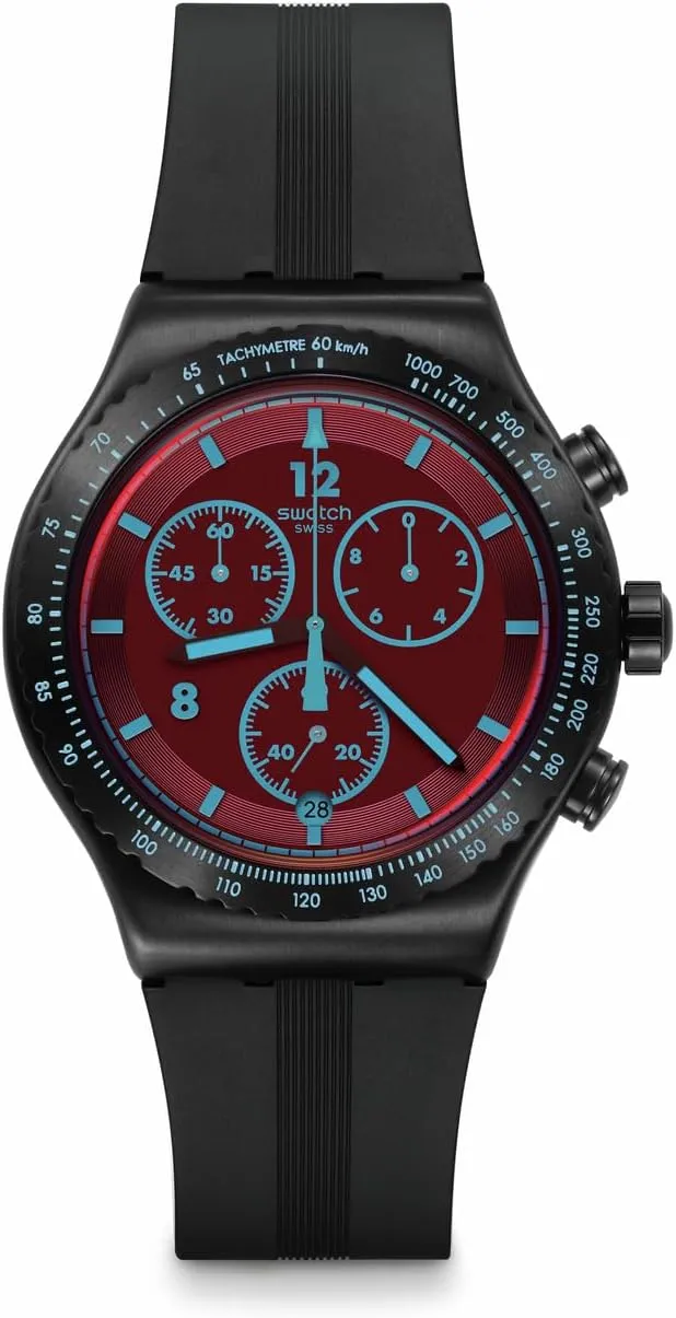 Swatch Casual Watch Black Quartz Stainless Steel Crimson Mystique