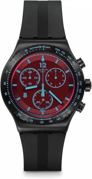 Swatch Casual Watch Black Quartz Stainless Steel Crimson Mystique