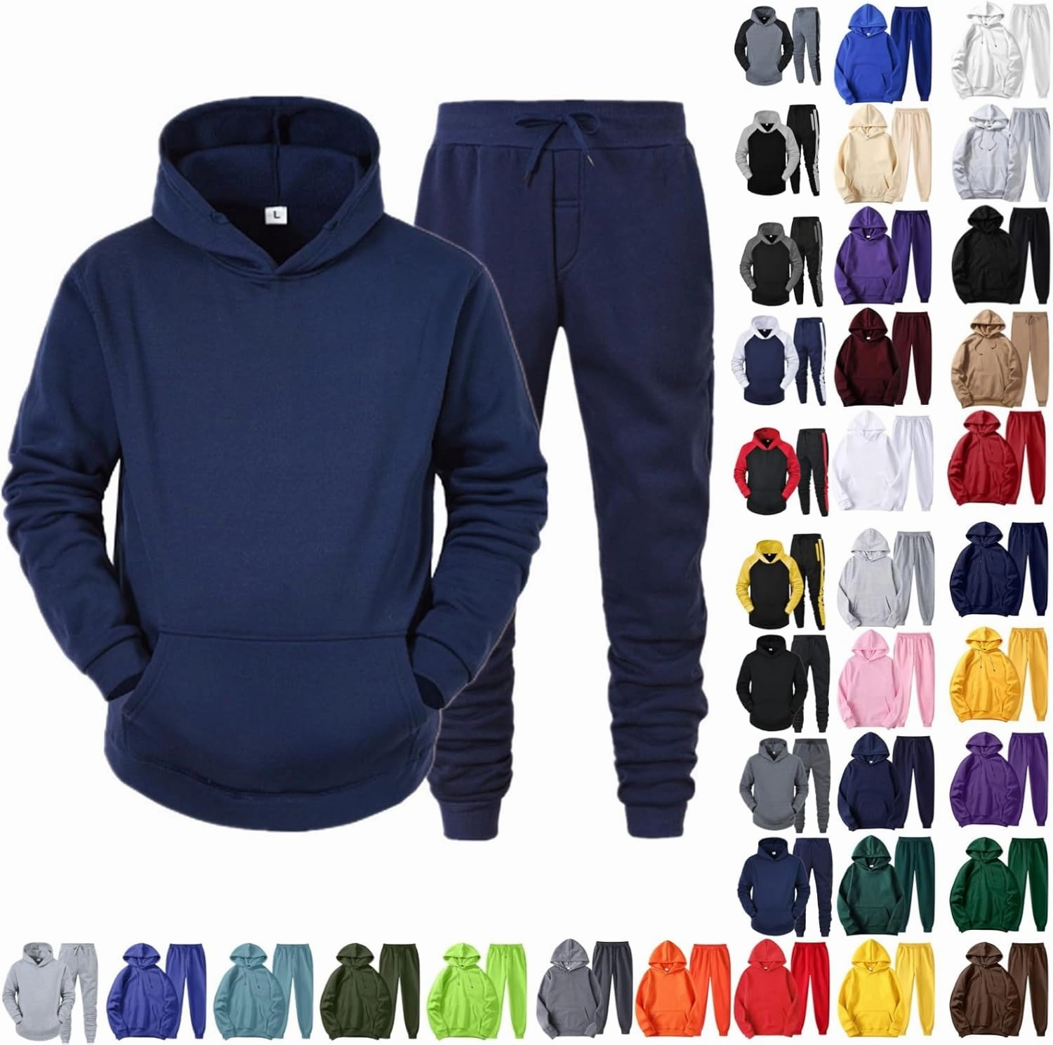Sweat Set Hoodies for Men 2 Piece Sweatpants Sweat Suit Fall Long Sleeve Tracksuits Mens Sweatshirts Jogger Pants