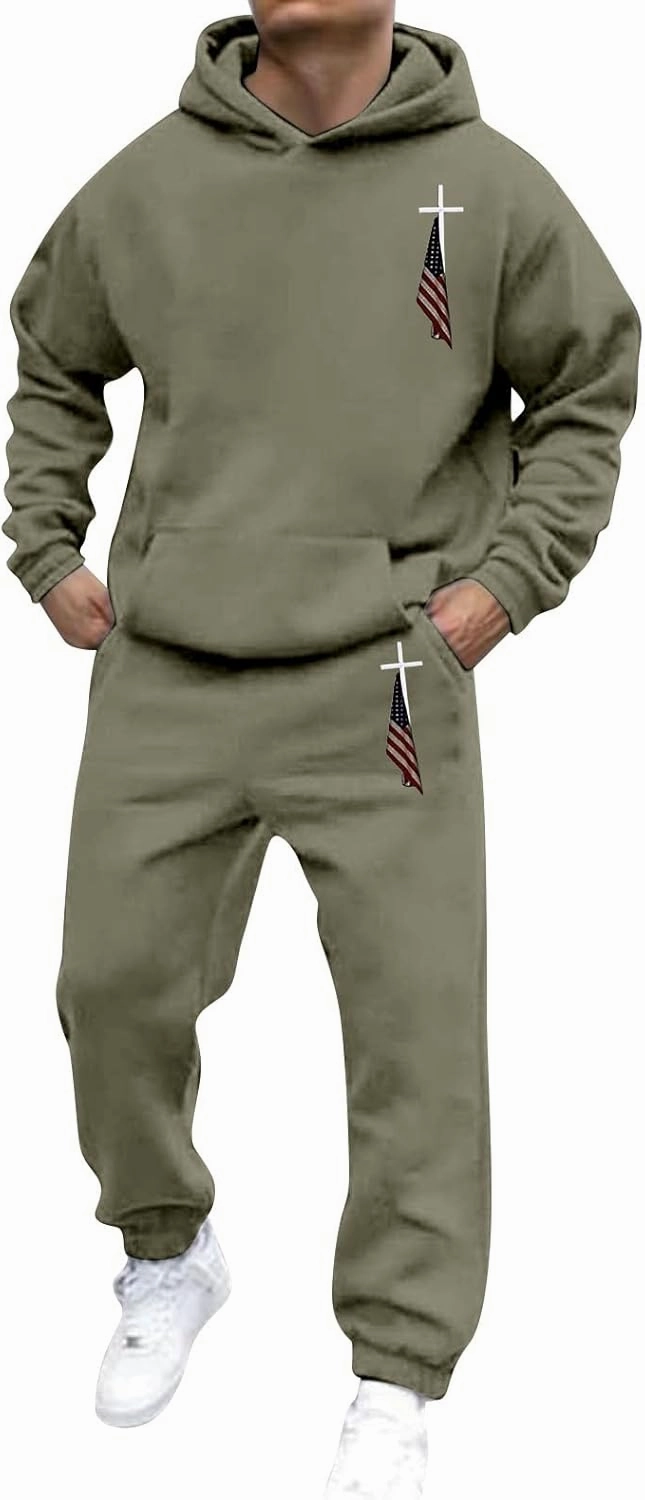Sweat Suits for Men 2 Piece Hoodie Sweatsuit Sets Long Sleeve Hooded Sweatshirts and Sweatpants Sets Sports Suit