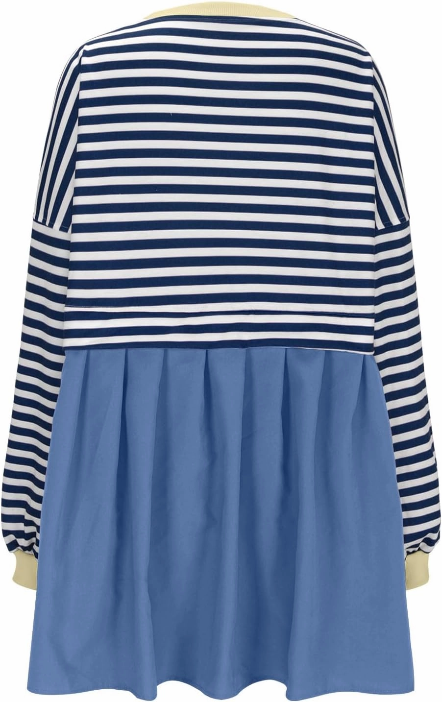 Sweatshirt Dresses for Women Striped Long Sleeve Pleated Patchwork Tops Dress Plus Size Mini Sweater Dress Fall 2024