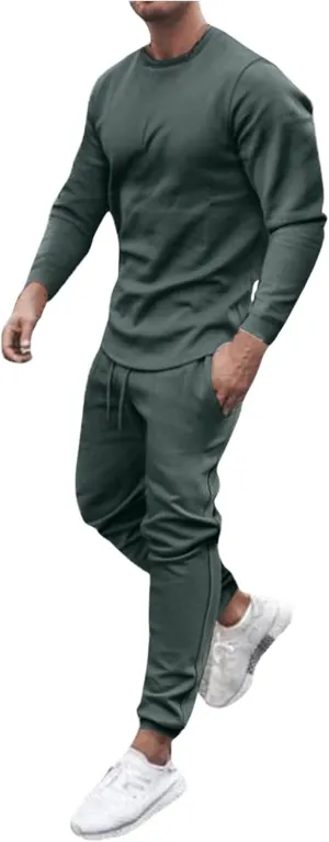 Sweatsuits for Men Workout Jogger Tracksuit 2 Piece Outfits Crewneck Sweatshirts Pullover Casual Sweatpants Sets