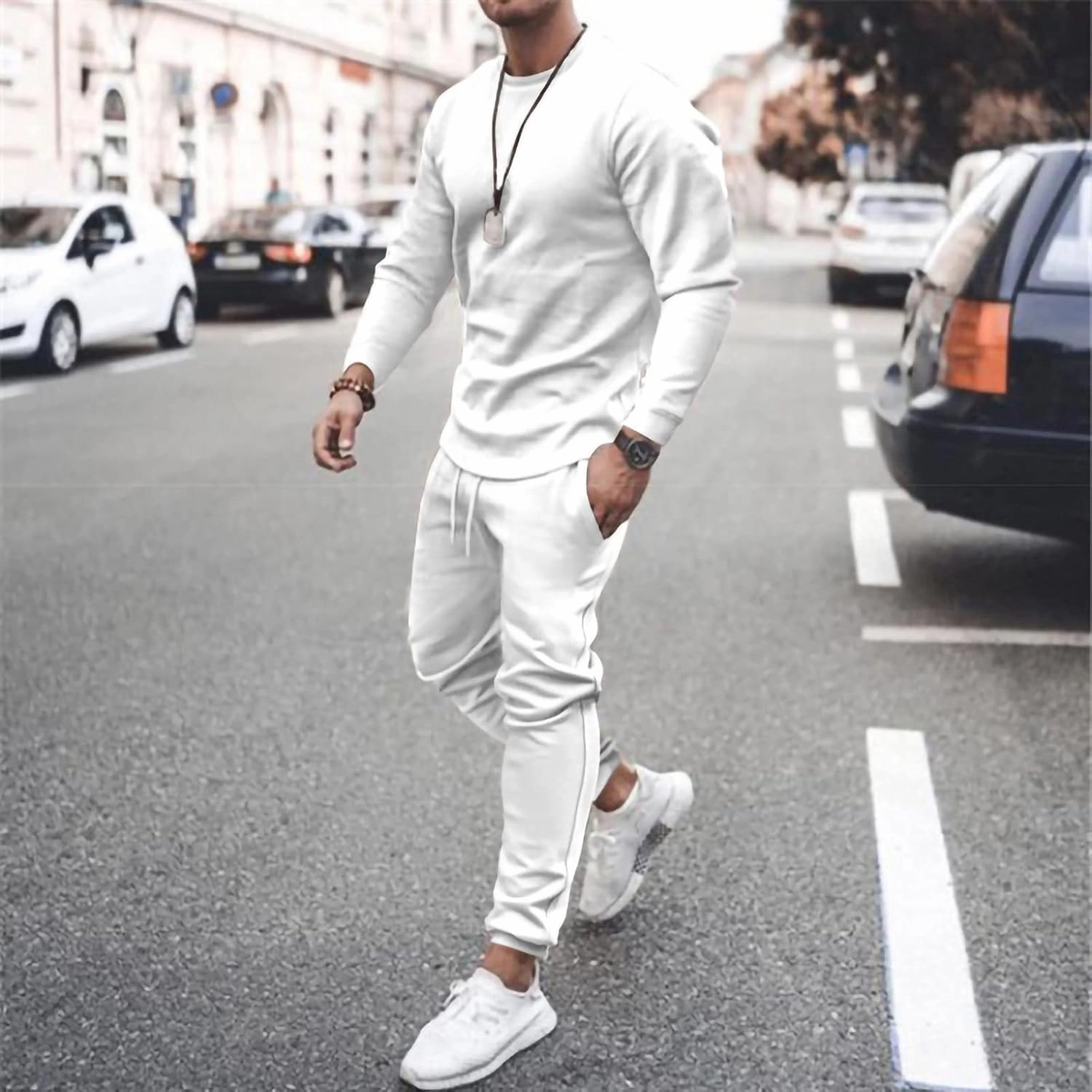 Sweatsuits for Men Workout Jogger Tracksuit 2 Piece Outfits Crewneck Sweatshirts Pullover Casual Sweatpants Sets