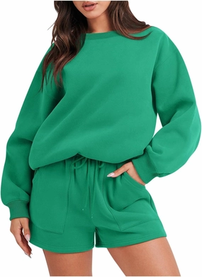 Sweatsuits for Women Loungewear Workout Athletic Tracksuits Long Sleeve Tops Sweatshirt Shorts Casual Suit Sets