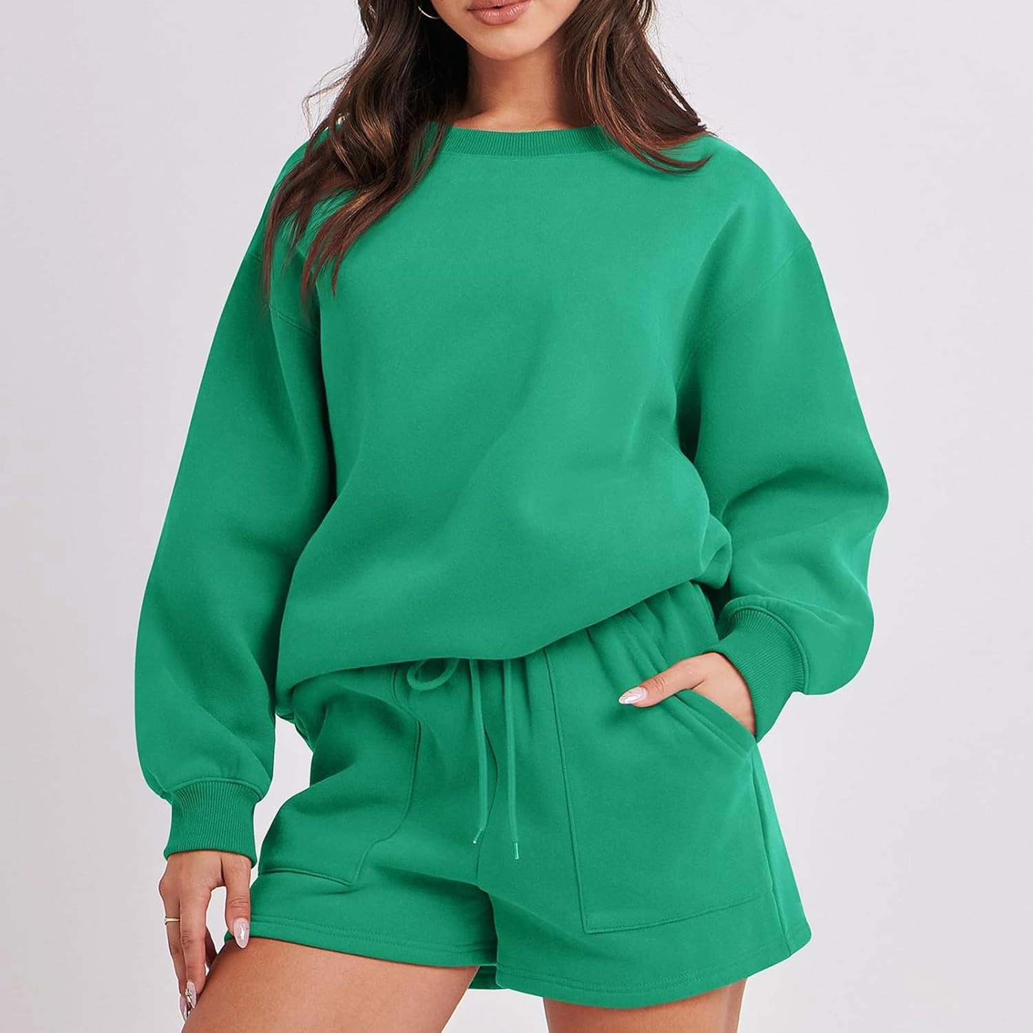 Sweatsuits for Women Loungewear Workout Athletic Tracksuits Long Sleeve Tops Sweatshirt Shorts Casual Suit Sets