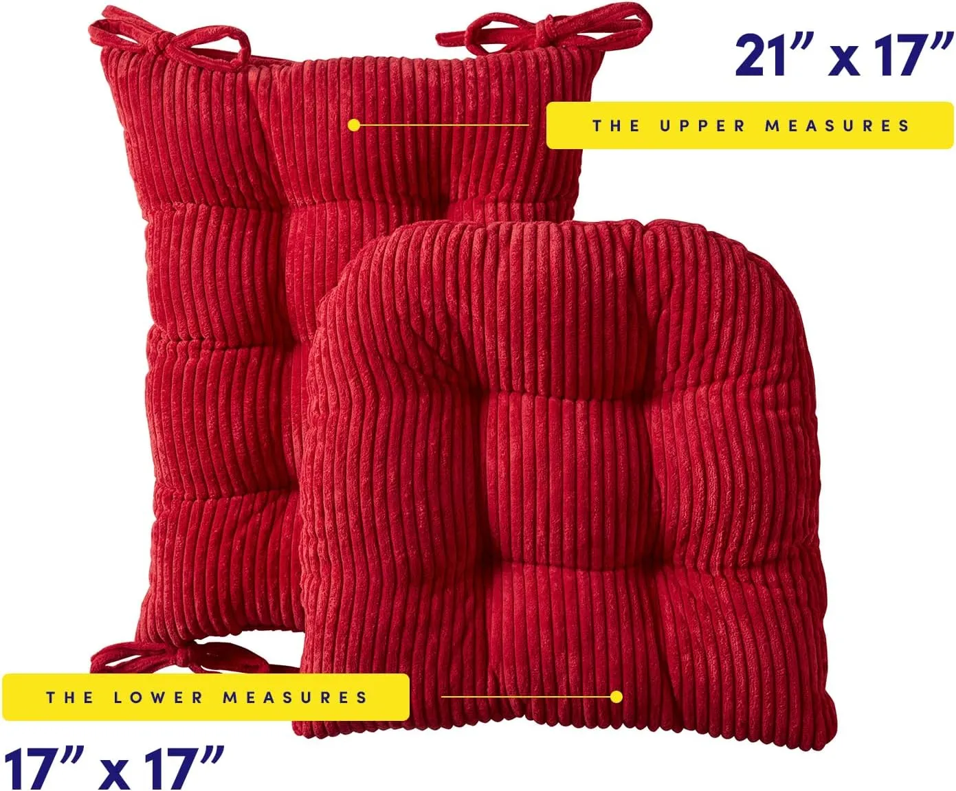 Sweet Home Collection Rocking Chair Cushion Premium Tufted Pads Non Skid Slip Backed Set of Upper and Lower with Ties, 1 Count (Pack of 1), Velvet Red