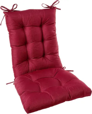 Sweet Home Collection Rocking Chair Cushion Premium Tufted Pads Non Skid Slip Backed Upper and Lower with Ties, 2 Piece Set, Burgundy Red