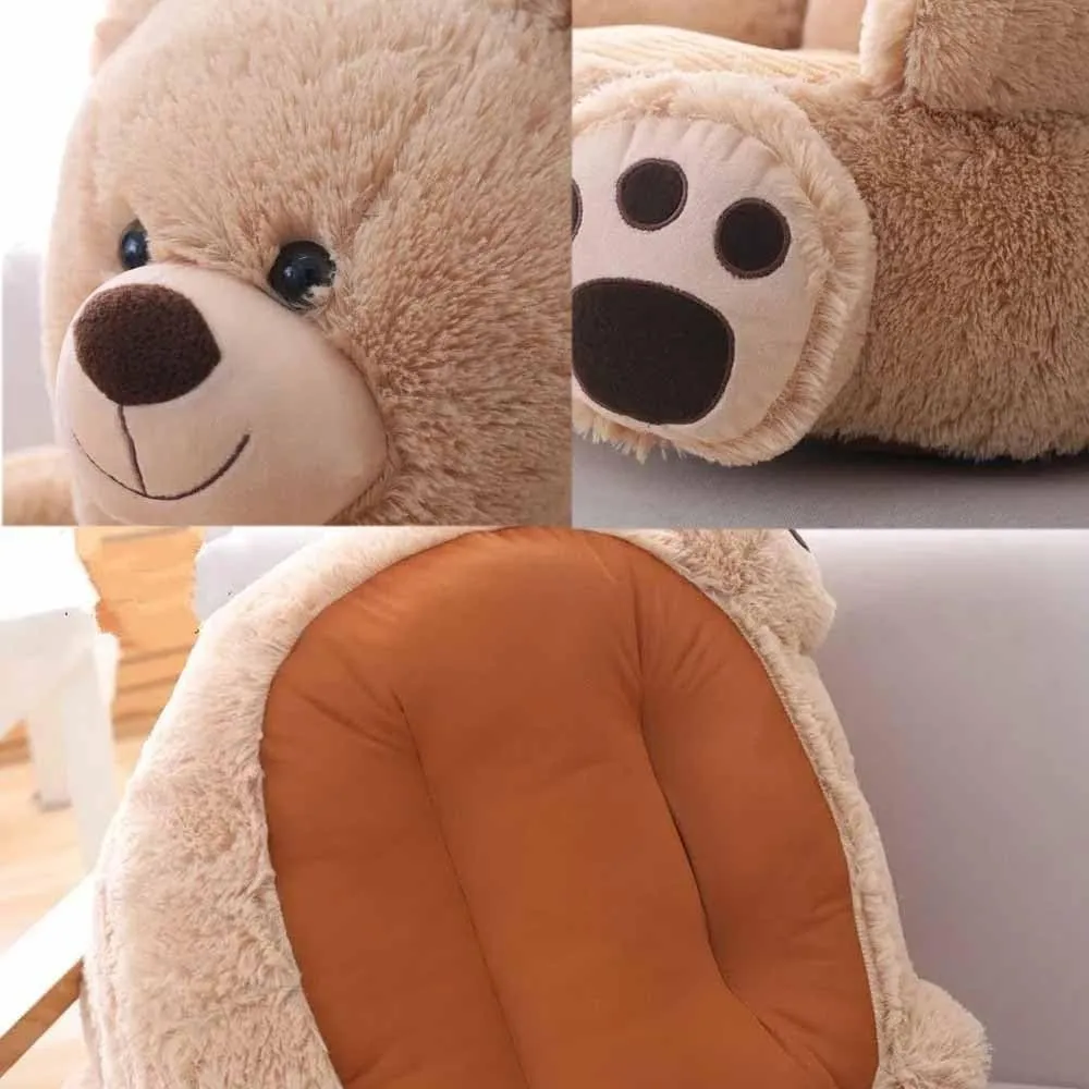 SXBCyan Bean Bag Chair for Kids Children Sofa Small Cartoon Couch Child Cute Chair Pouf Ottoman Princess Seat Futon Bear Armchair Kids Furniture(Khaki bear)