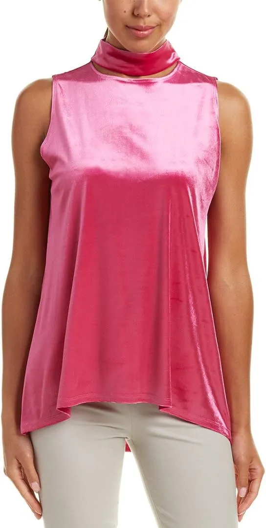 T Tahari Women's Sleeveless JOVINE Velor Knit, Bright Magnolia, Small