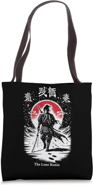 The Lone Ronin – Dark Ukiyo-e Neo-Japanese Warrior Anime Art Tote Bag