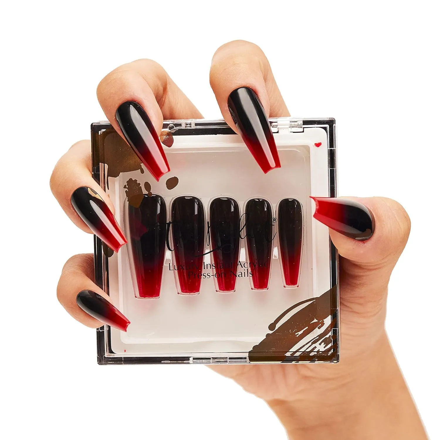 The Nailest - Instant Luxury Acrylic Press-on Nails-C-curve Long Coffin- Vamp