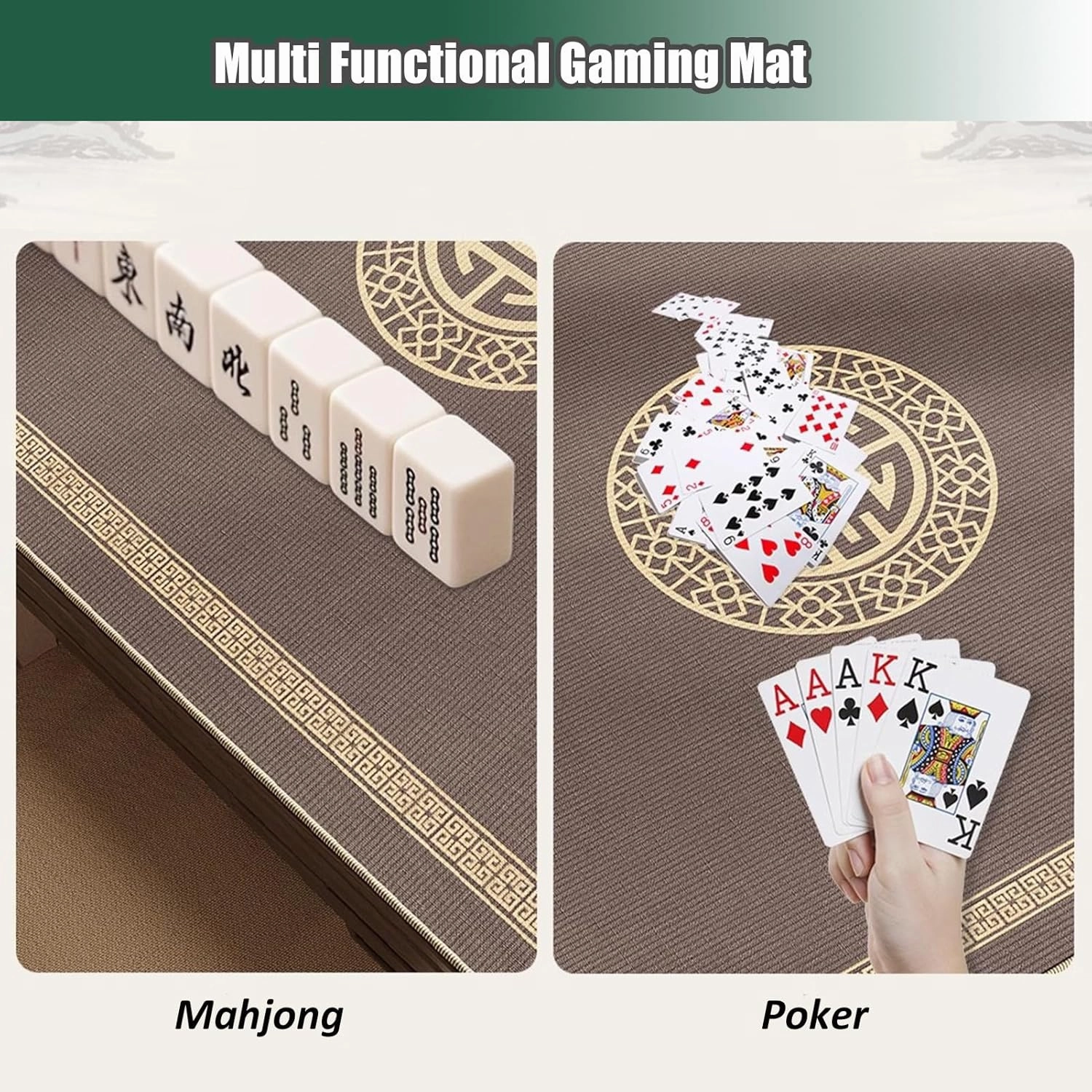 Thick Anti Slip Mahjong Mat for Family Party Games, Silent Noise Reduction Table Cover with Carrying Bag, Easy to Clean(Red 2,120 cm/47.24 in)