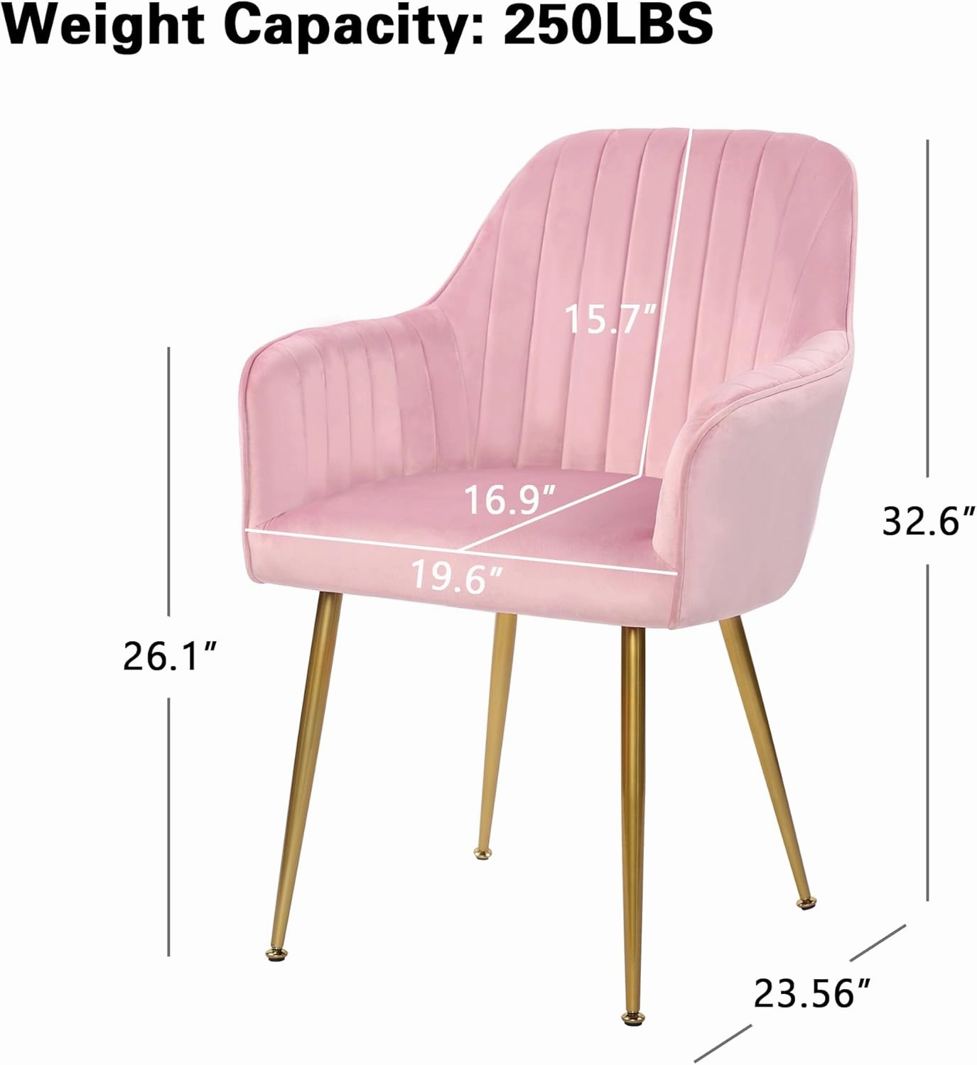 thksbought Set of 2 Velvet Dinning Chairs, Upholstered Accent Chairs with Gold Plating Legs for Living Room Chairs(Pink)