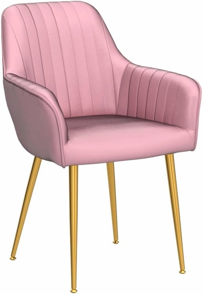 thksbought Set of 2 Velvet Dinning Chairs, Upholstered Accent Chairs with Gold Plating Legs for Living Room Chairs(Pink)