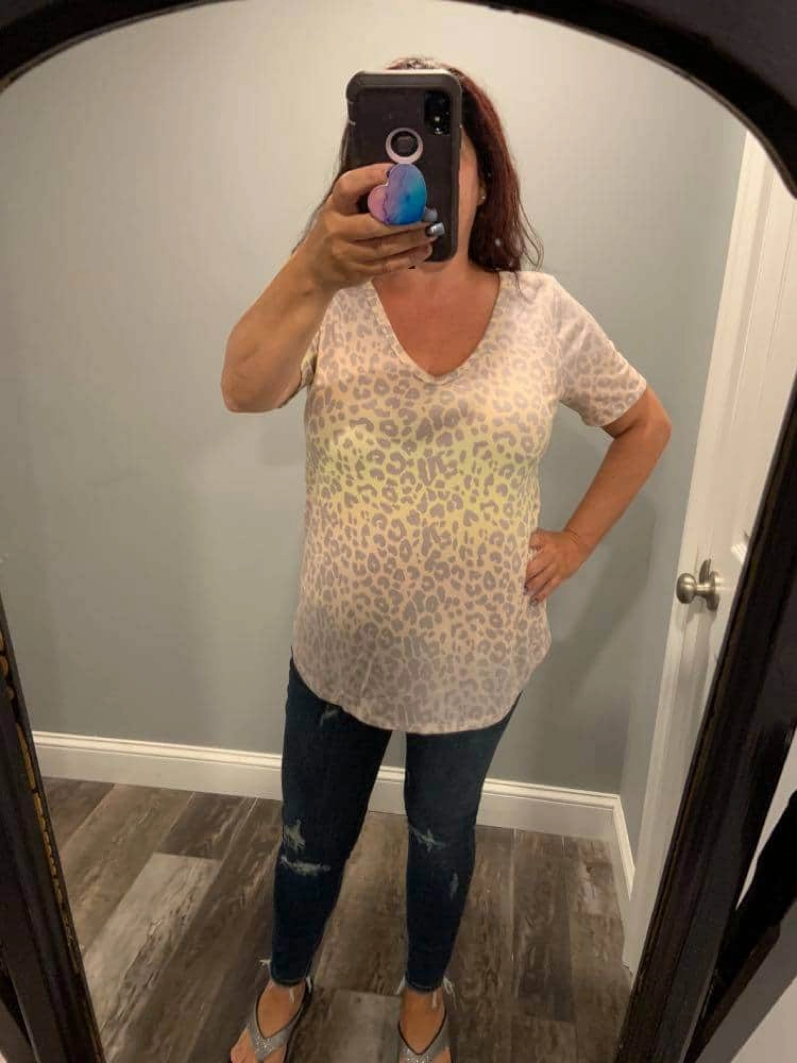 TIE DYE THERMAL WAFFLE V NECK TOP - BLUSH/PASTEL GREEN or PASTEL YELLOW/CORAL
