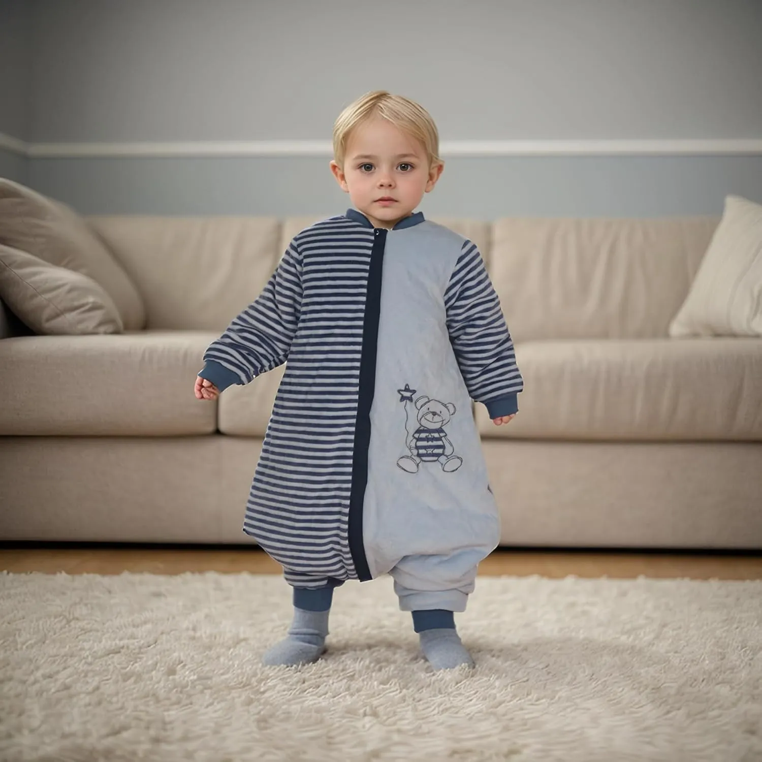 Toddler Sleeping Sack With Feet Tog 2-4T Winter 3.5 Long Sleeve Wearable Blanket with Arms Warm Thick Baby Sleeping Bag with Leg Walking Sleeper