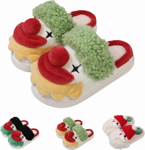 Tokisaki Christmas Santa Slippers for Women Men, Funny Halloween Clown Slippers, Memory Foam House Slippers Animal Slipper for Winter Bedroom Shoes