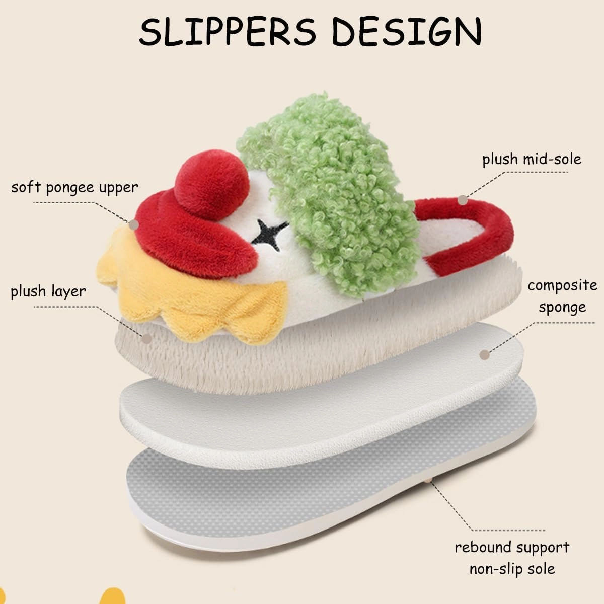 Tokisaki Christmas Santa Slippers for Women Men, Funny Halloween Clown Slippers, Memory Foam House Slippers Animal Slipper for Winter Bedroom Shoes
