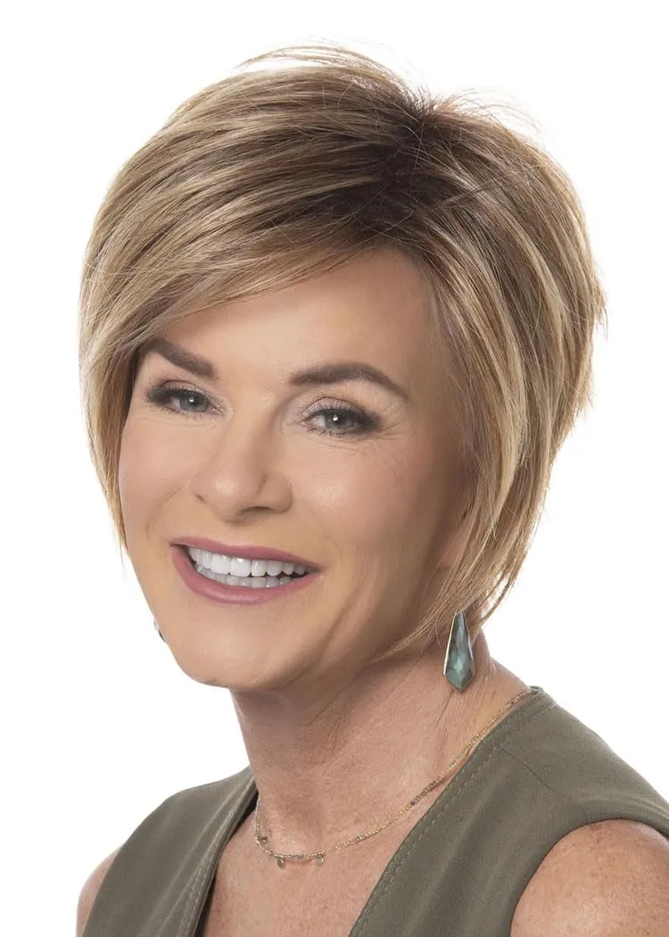 Toni Brattin Fascination Wig - Chin Length Layers, a Side-Swooping Bang & a Razor-Cut Neckline - Heat-Friendly Synthetic Fiber Looks & Feels Natural - Adjustable & Comfortable (Dark Brown, Regular)