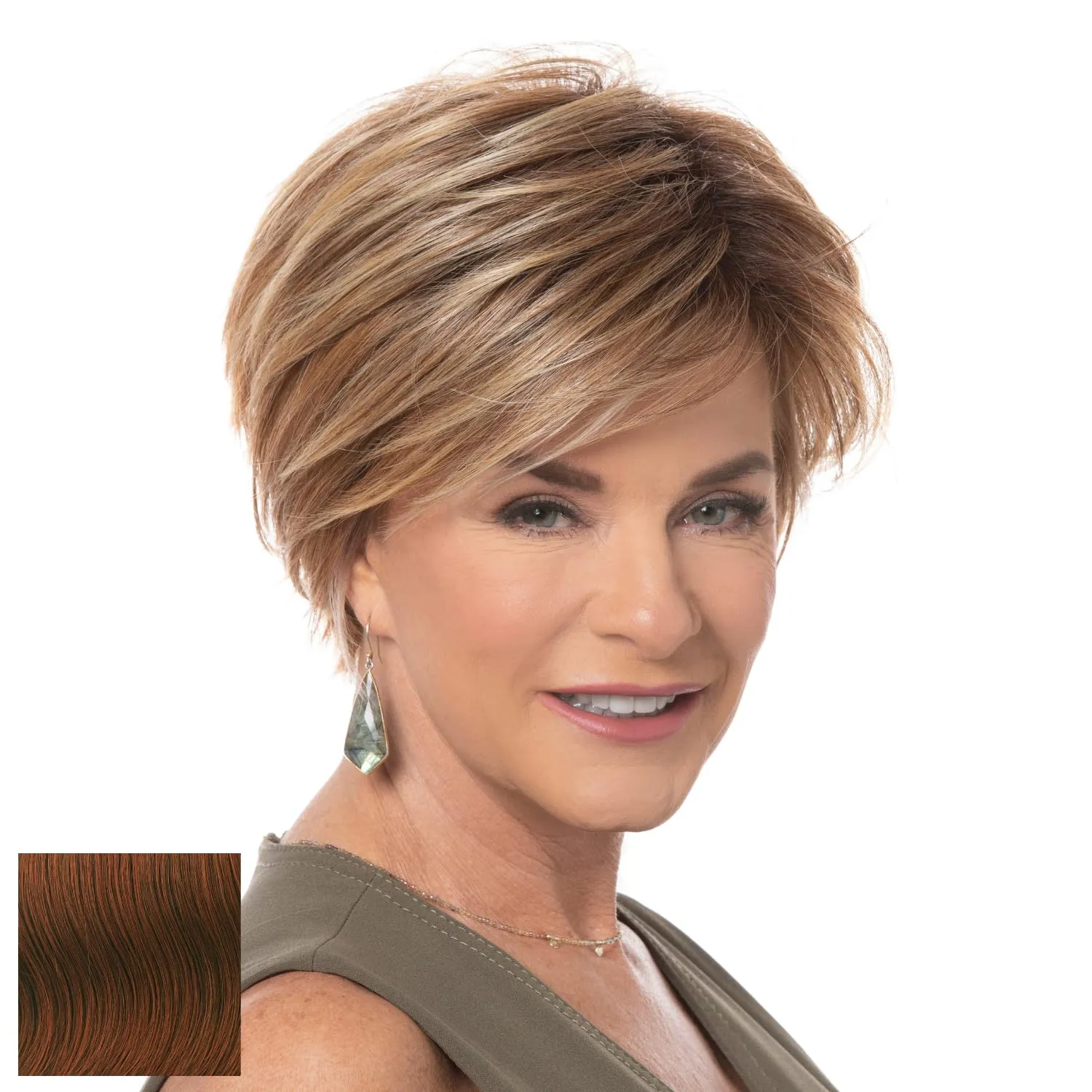 Toni Brattin Fascination Wig - Chin Length Layers, a Side-Swooping Bang & a Razor-Cut Neckline - Heat-Friendly Synthetic Fiber Looks & Feels Natural - Adjustable & Comfortable (Dark Red, Regular)