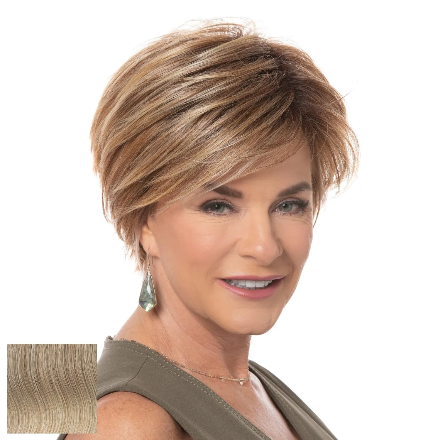 Toni Brattin Fascination Wig - Chin Length Layers, a Side-Swooping Bang & a Razor-Cut Neckline - Heat-Friendly Synthetic Fiber Looks & Feels Natural - Adjustable & Comfortable (Light Blonde, Regular)