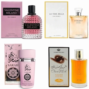 Top Sales 4 Piece Women Perfume Set Choco Musk/Valentine Milano/La Vida Bella/Sarah Fuchsia Eau de Parfum, Women's Fragrance Sets with Luxury Gift Box for Daily Use