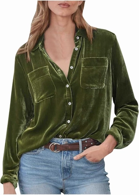 Tops for Women Lapel V Neck Solid Shirt Summer Velvet Tee Shirts Casual Roll Up Short Sleeve Button Down Blouses