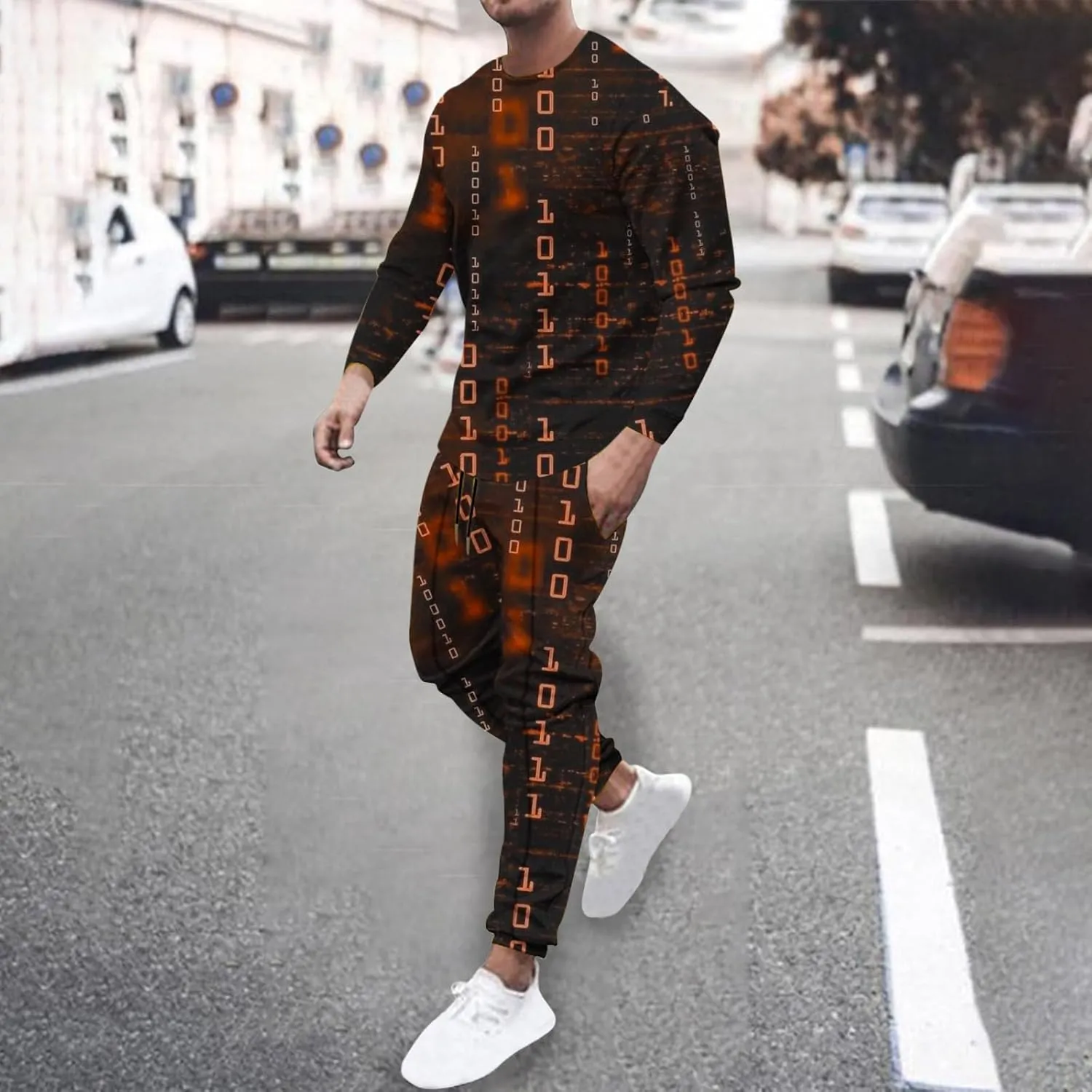 Track Suits for Men Set Workout Athletic Jogging 2 Piece Outfits Long Sleeve 3D Print Pullover Sports Sweatsuit