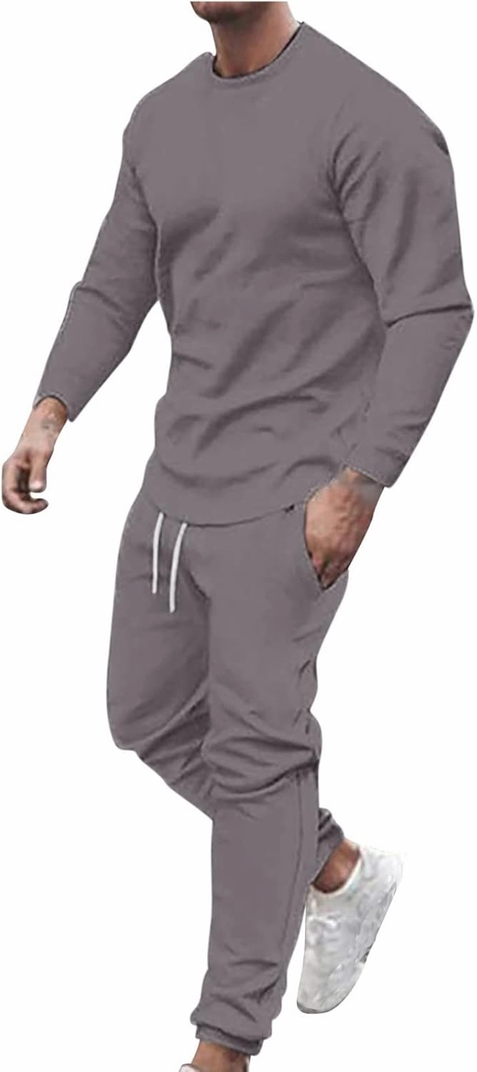 Track Suit for Men Set Athletic Jogging Sweatsuit Casual Crewneck Sweatshirts Pullover and Pants 2 Piece Outfits