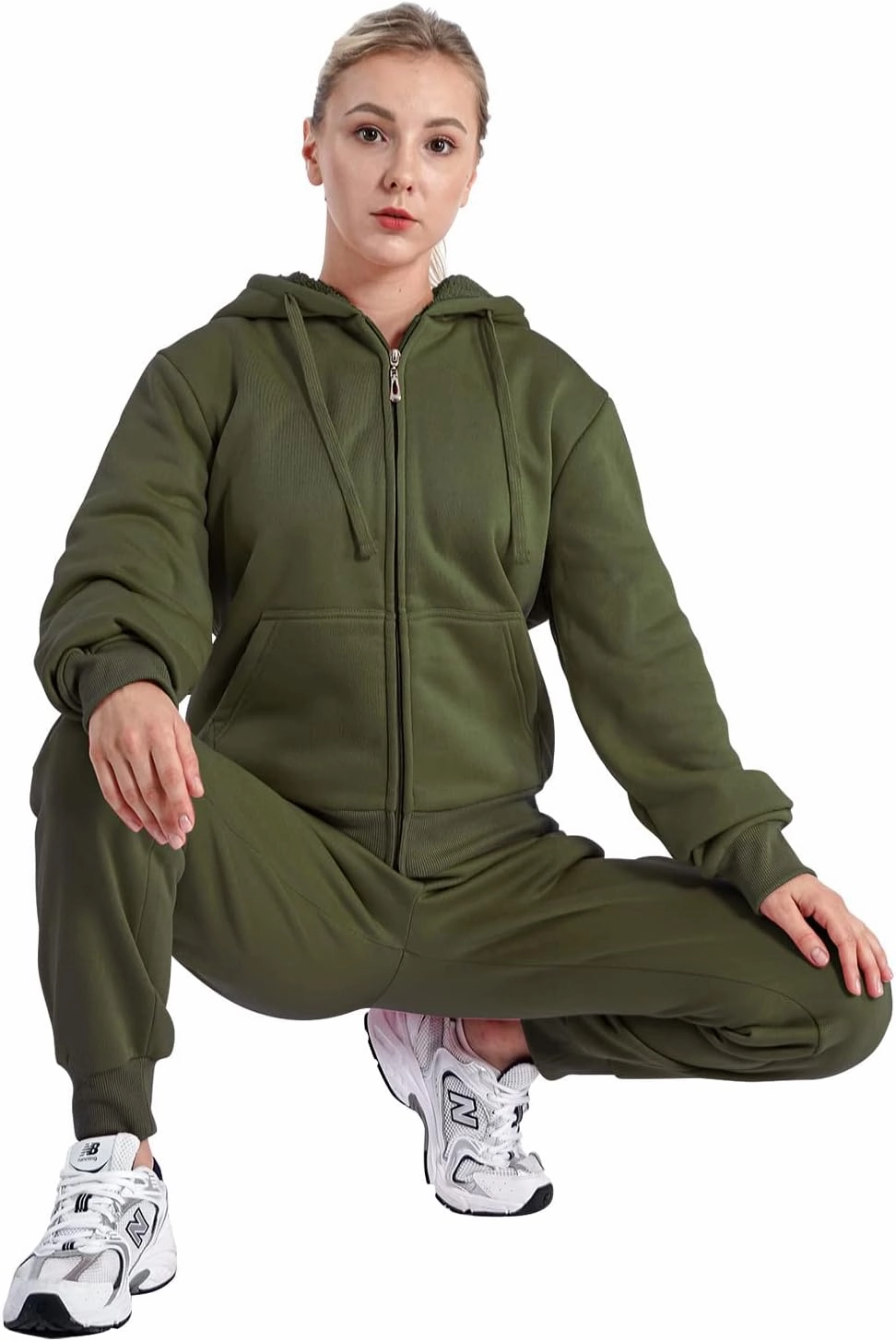 Track Suits for Women Set Sherpa lined Casual 2 Piece Outfits Sweatsuit