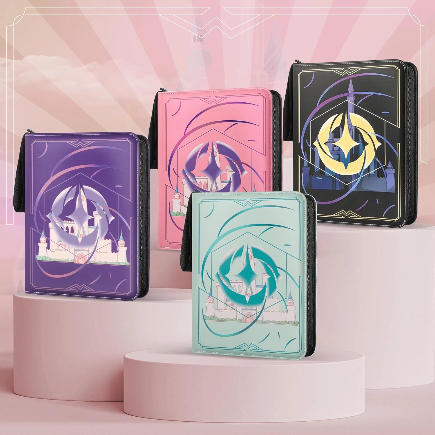 Trading Card Binder for Lorcana Cards Premium 9 Pocket Card Binder Compatible with Lorcana Cards 900 Pockets Capacity for TCG Storage Display Collection(Pink 9)