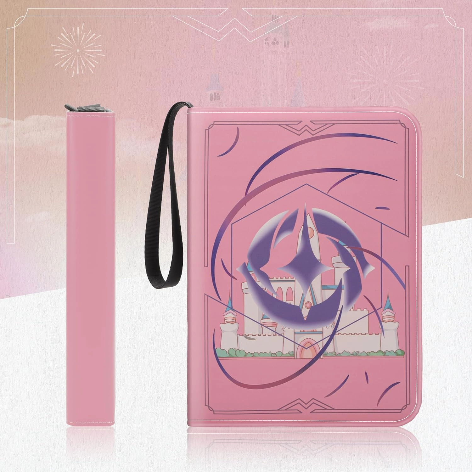 Trading Card Binder for Lorcana Cards Premium 9 Pocket Card Binder Compatible with Lorcana Cards 900 Pockets Capacity for TCG Storage Display Collection(Pink 9)